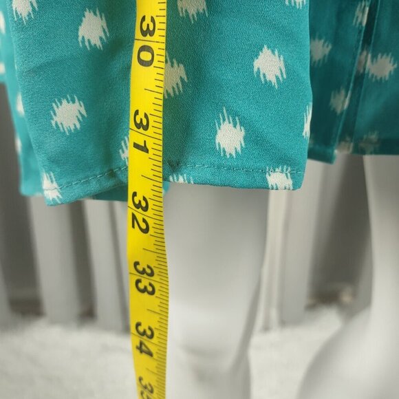 Roaman's Womens Turquiose, White, Polka Dot Button Up Tunic Blouse Size 30W - Picture 7 of 12